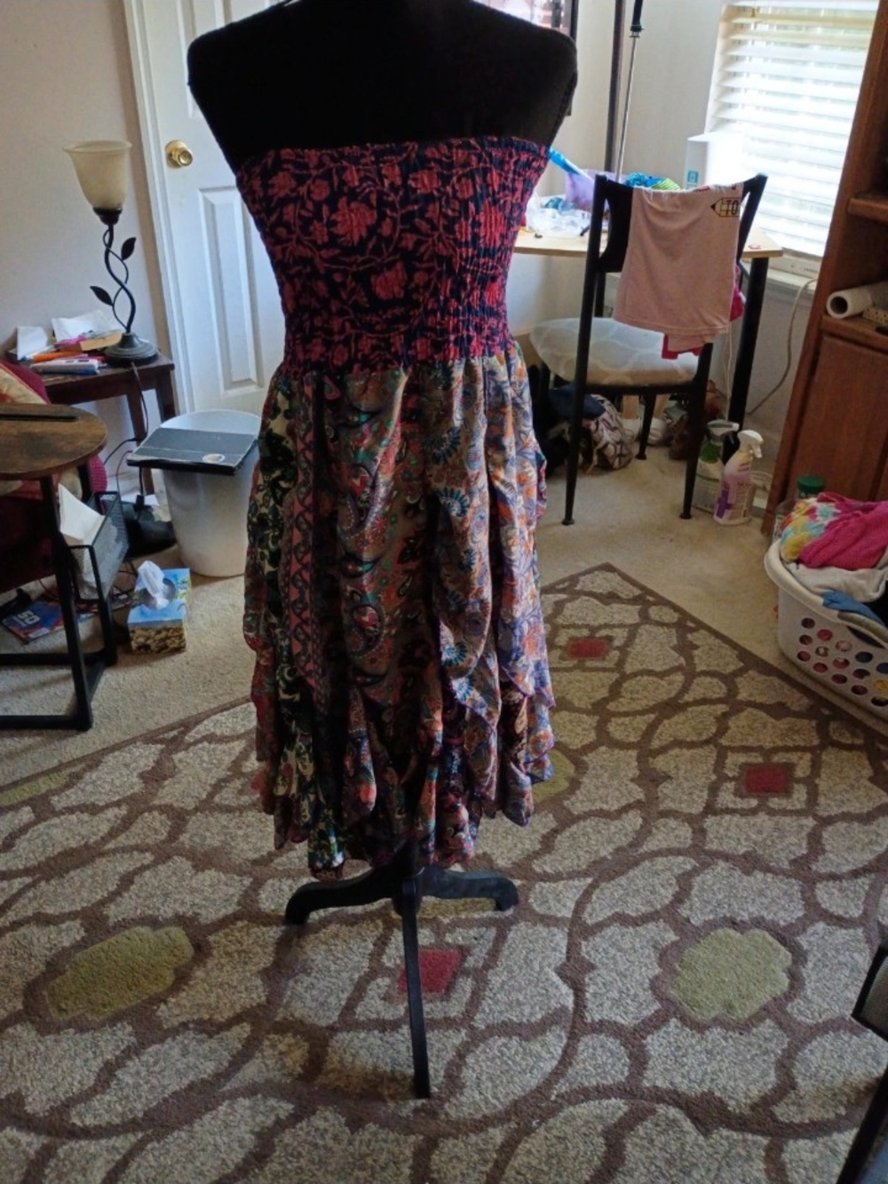 India Boutique Strapless Multi-Color Floral Tiered Dress